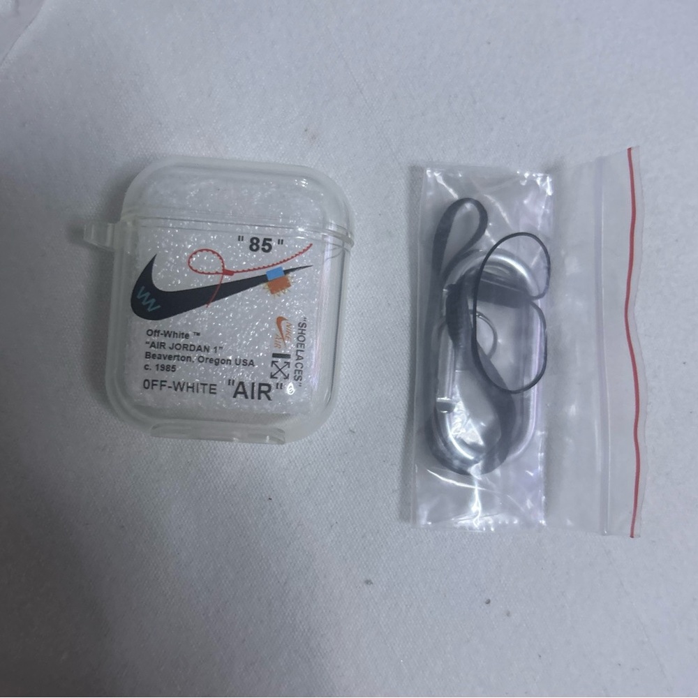 Off-White Clear AirPods Case with Black Cable